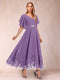 A-Line/Princess V-Neck Half Sleeves Mother of the Bride Dresses with Applique