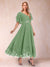 A-Line/Princess V-Neck Half Sleeves Mother of the Bride Dresses with Applique