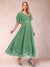 A-Line/Princess V-Neck Half Sleeves Mother of the Bride Dresses with Applique