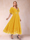 A-Line/Princess V-Neck Half Sleeves Mother of the Bride Dresses with Applique