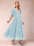 A-Line/Princess V-Neck Half Sleeves Mother of the Bride Dresses with Applique