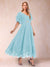 A-Line/Princess V-Neck Half Sleeves Mother of the Bride Dresses with Applique