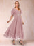 A-Line/Princess V-Neck Half Sleeves Mother of the Bride Dresses with Applique