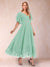 A-Line/Princess V-Neck Half Sleeves Mother of the Bride Dresses with Applique