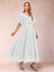 A-Line/Princess V-Neck Half Sleeves Mother of the Bride Dresses with Applique