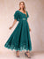 A-Line/Princess V-Neck Half Sleeves Mother of the Bride Dresses with Applique