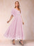A-Line/Princess V-Neck Half Sleeves Mother of the Bride Dresses with Applique