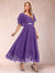 A-Line/Princess V-Neck Half Sleeves Mother of the Bride Dresses with Applique