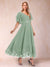A-Line/Princess V-Neck Half Sleeves Mother of the Bride Dresses with Applique