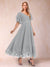 A-Line/Princess V-Neck Half Sleeves Mother of the Bride Dresses with Applique