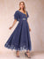 A-Line/Princess V-Neck Half Sleeves Mother of the Bride Dresses with Applique