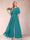 A-Line/Princess Scoop Short Sleeves Jumpsuits with Watteau Train