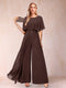 A-Line/Princess Scoop Short Sleeves Jumpsuits with Watteau Train