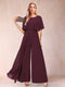 A-Line/Princess Scoop Short Sleeves Jumpsuits with Watteau Train