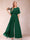 A-Line/Princess Scoop Short Sleeves Jumpsuits with Watteau Train
