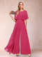 A-Line/Princess Scoop Short Sleeves Jumpsuits with Watteau Train