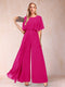 A-Line/Princess Scoop Short Sleeves Jumpsuits with Watteau Train