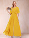 A-Line/Princess Scoop Short Sleeves Jumpsuits with Watteau Train