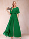 A-Line/Princess Scoop Short Sleeves Jumpsuits with Watteau Train
