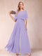A-Line/Princess Scoop Short Sleeves Jumpsuits with Watteau Train