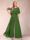 A-Line/Princess Scoop Short Sleeves Jumpsuits with Watteau Train