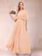 A-Line/Princess Scoop Short Sleeves Jumpsuits with Watteau Train