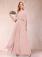 A-Line/Princess Scoop Short Sleeves Jumpsuits with Watteau Train