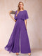 A-Line/Princess Scoop Short Sleeves Jumpsuits with Watteau Train