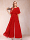 A-Line/Princess Scoop Short Sleeves Jumpsuits with Watteau Train