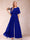 A-Line/Princess Scoop Short Sleeves Jumpsuits with Watteau Train
