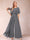 A-Line/Princess Scoop Short Sleeves Jumpsuits with Watteau Train