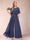 A-Line/Princess Scoop Short Sleeves Jumpsuits with Watteau Train
