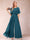 A-Line/Princess Scoop Short Sleeves Jumpsuits with Watteau Train