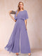 A-Line/Princess Scoop Short Sleeves Jumpsuits with Watteau Train