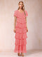 Sheath/Column V-Neck Short Sleeves Mother of the Bride Dresses with Ruffles