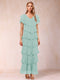 Sheath/Column V-Neck Short Sleeves Mother of the Bride Dresses with Ruffles