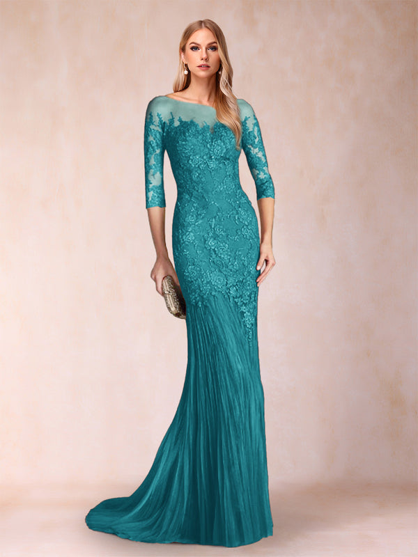 Trumpet/Mermaid Scoop 3/4 Sleeves Mother of the Bride Dresses with Applique