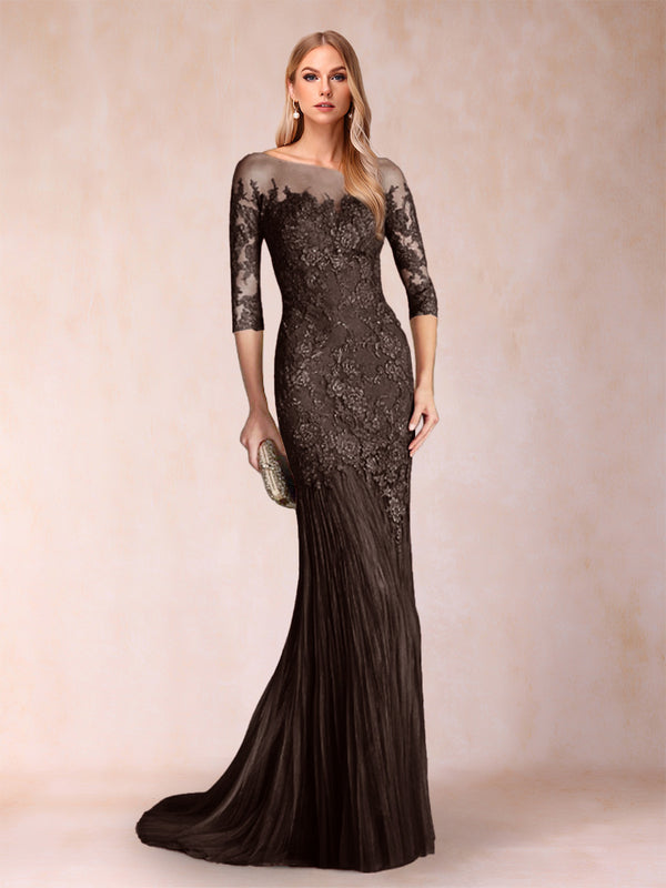 Trumpet/Mermaid Scoop 3/4 Sleeves Mother of the Bride Dresses with Applique