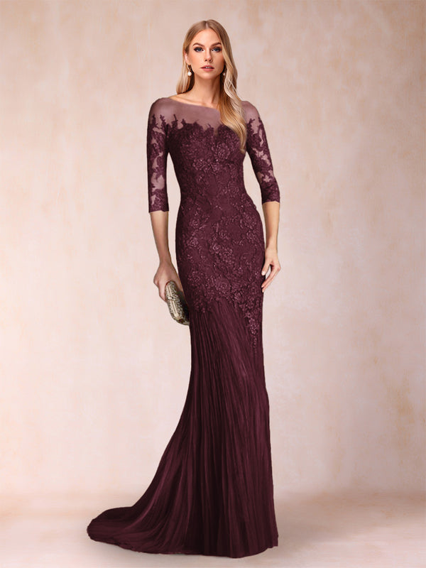 Trumpet/Mermaid Scoop 3/4 Sleeves Mother of the Bride Dresses with Applique