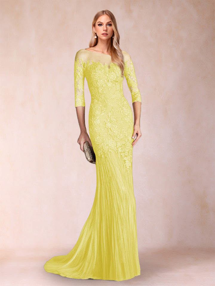 Trumpet/Mermaid Scoop 3/4 Sleeves Mother of the Bride Dresses with Applique