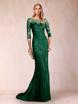 Trumpet/Mermaid Scoop 3/4 Sleeves Mother of the Bride Dresses with Applique