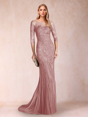 Trumpet/Mermaid Scoop 3/4 Sleeves Mother of the Bride Dresses with Applique