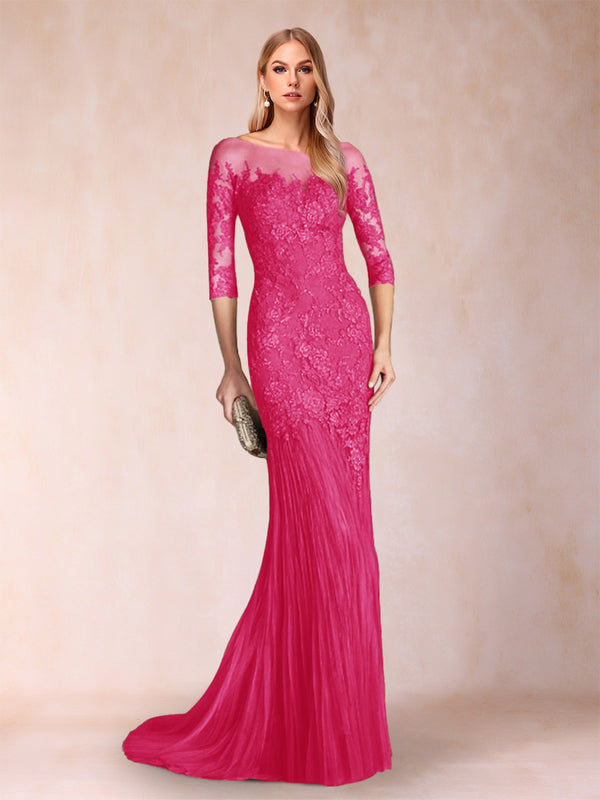 Trumpet/Mermaid Scoop 3/4 Sleeves Mother of the Bride Dresses with Applique
