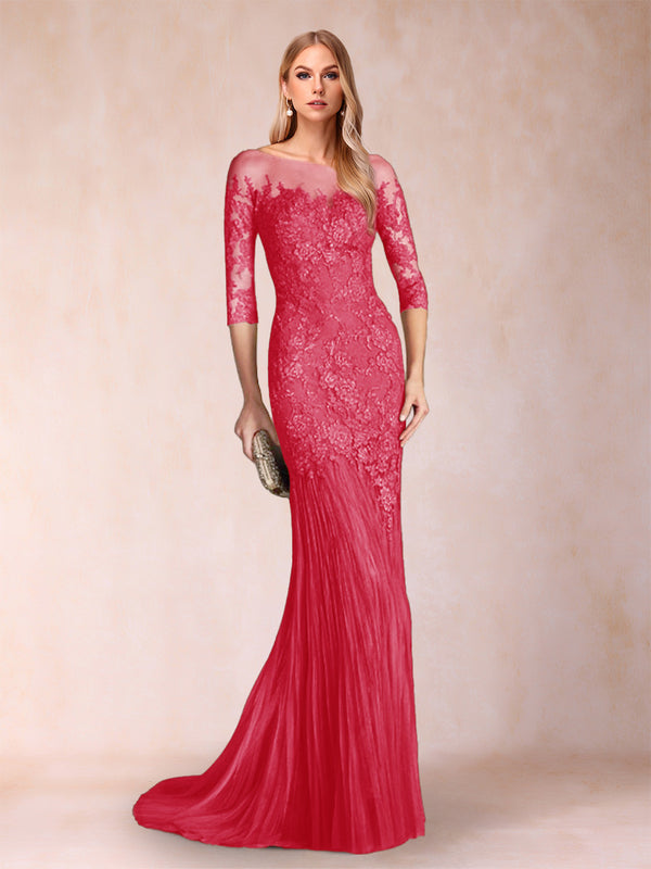 Trumpet/Mermaid Scoop 3/4 Sleeves Mother of the Bride Dresses with Applique