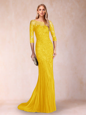 Trumpet/Mermaid Scoop 3/4 Sleeves Mother of the Bride Dresses with Applique