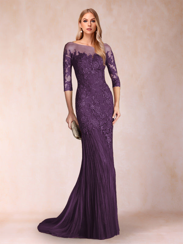 Trumpet/Mermaid Scoop 3/4 Sleeves Mother of the Bride Dresses with Applique