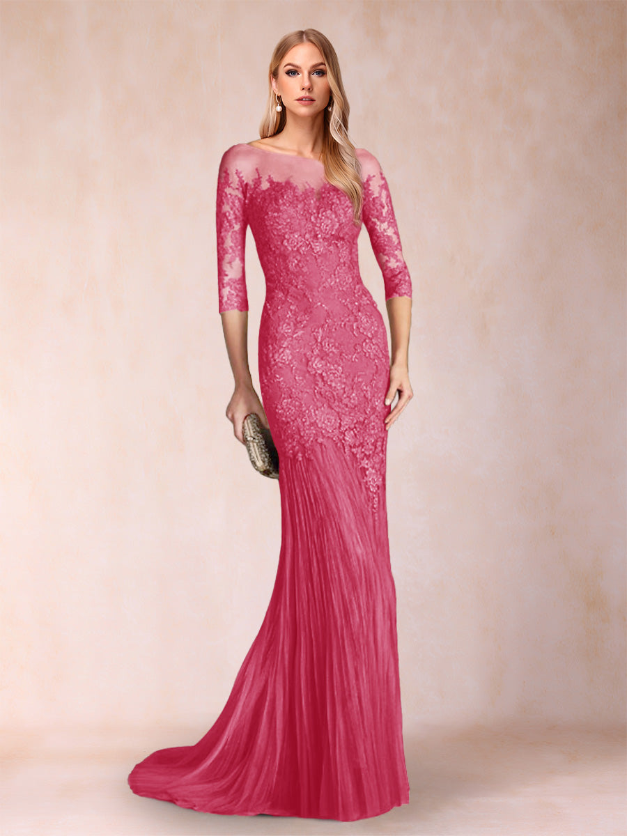 Trumpet/Mermaid Scoop 3/4 Sleeves Mother of the Bride Dresses with Applique