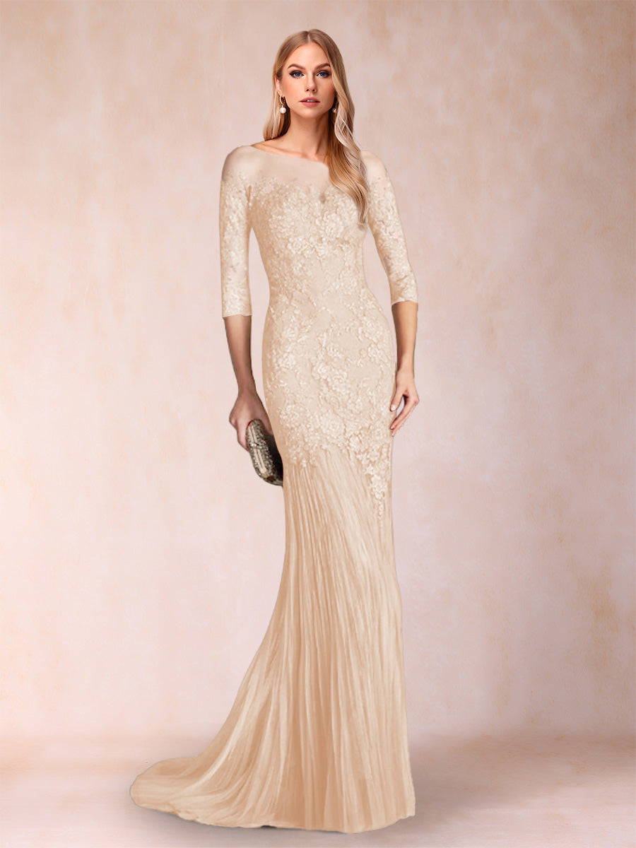 Trumpet/Mermaid Scoop 3/4 Sleeves Mother of the Bride Dresses with Applique