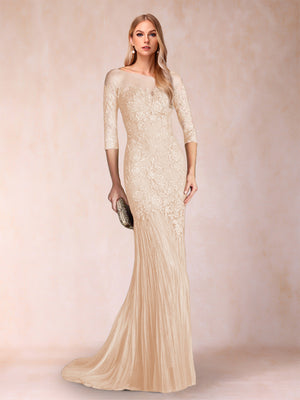 Trumpet/Mermaid Scoop 3/4 Sleeves Mother of the Bride Dresses with Applique
