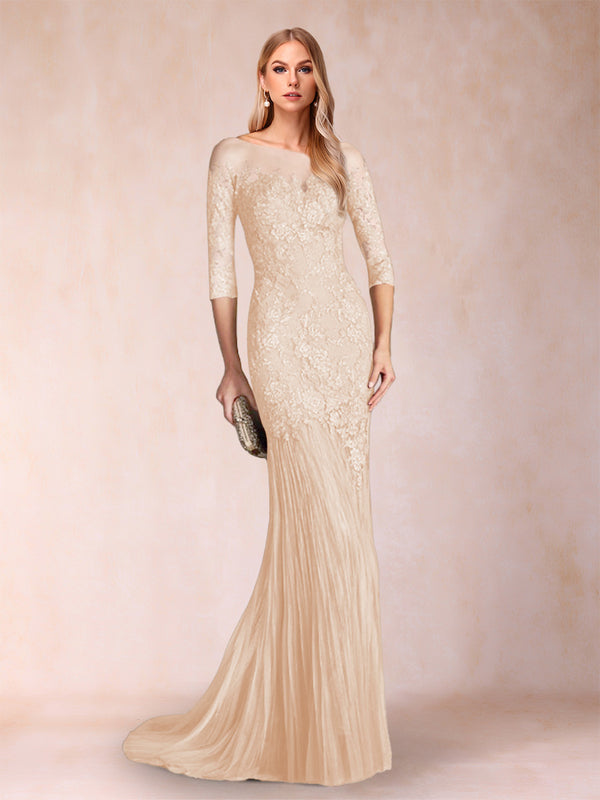 Trumpet/Mermaid Scoop 3/4 Sleeves Mother of the Bride Dresses with Applique